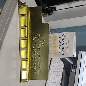 Gold Hanukkah Menorah With Candles